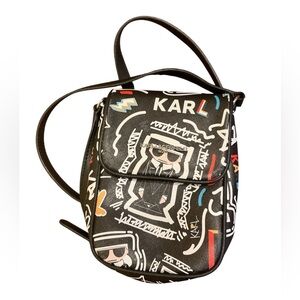 Karl Lagerfeld Graphic Black Crossbody Unisex Phone Bag NWOT